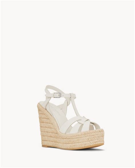 ysl wedge white|TRIBUTE espadrilles wedge in smooth leather .